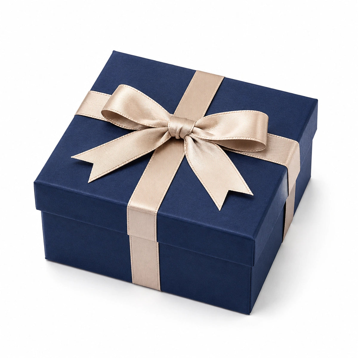 Geschenkbox 20 x 20 x 10 cm aus Karton in Dunkelblau mit Satinschleife