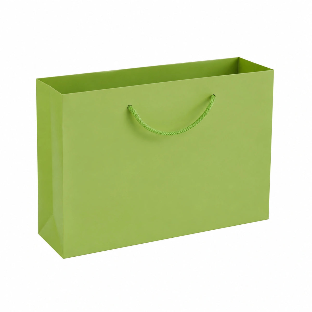 Geschenktüte 32 x 12 x 25 cm aus Papier in Hellgrün mit Kordelgriffen