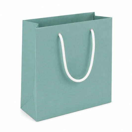 Geschenktüte 32 x 12 x 26 cm aus Papier in Mintgrün mit Kordelgriffen