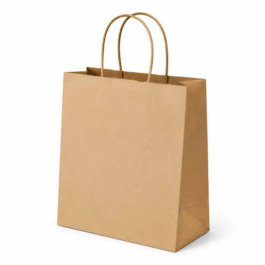 Papiertüte 26 x 12 x 32 cm Kraftpapier Braun mit Kordelhenkeln für Geschenke