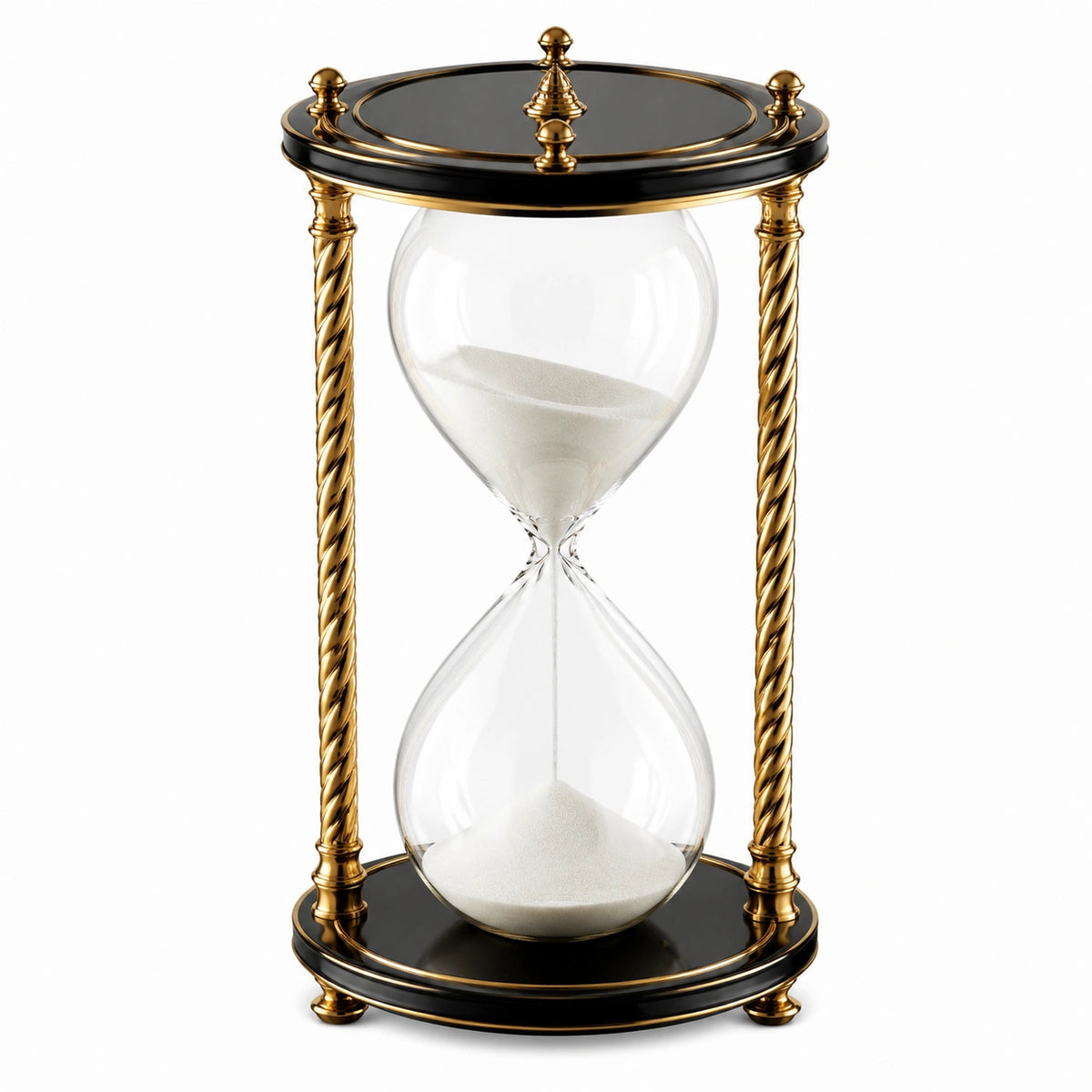 Sanduhr 30 cm Glas Metall Schwarz Gold dekorativ