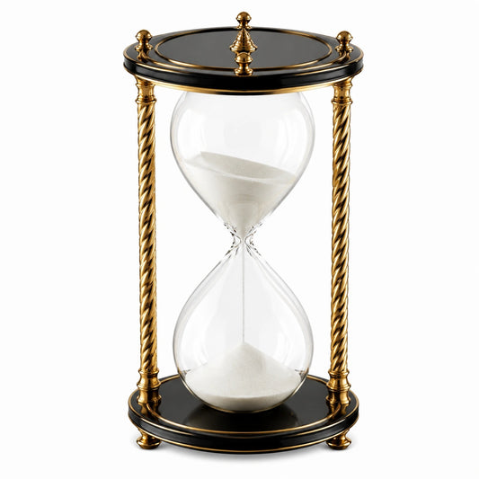 Sanduhr 30 cm Glas Metall Schwarz Gold dekorativ