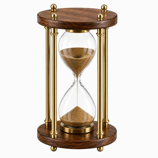 Sanduhr 40 cm Holz Glas goldfarben dekorativ